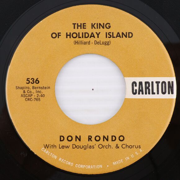 Don Rondo W/ Lew Douglas - Wanderlust - 1960 45 rpm 7" Single Vinyl Record 536 - Picture 3 of 16